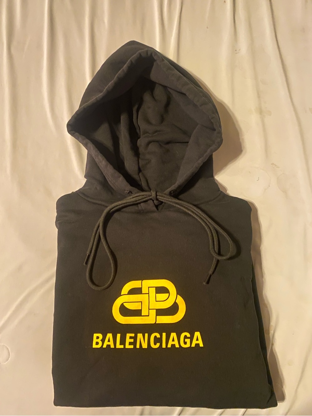 Balenciaga Black Crewneck Sweatshirt with Yellow Logo